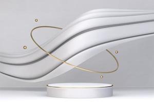 Fashion product background and stand white podium display with blank backdrops.3D rendering photo