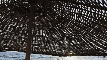 Wooden Umbrella near the Seaside video