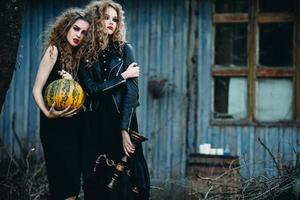 two vintage women as witches photo