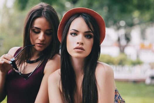 jovencitas dos jovencitas hermosas 11367494 Foto de stock en Vecteezy