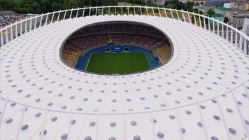 KIEV, UKRAINE - JULY 30, 2019 Aerial view of the Olympic Stadium and Kiev city. photo