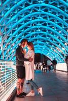 Loving couple on the bridge of Peace photo