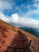 A mountain path bordered by red cliffs photo