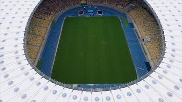 KIEV, UKRAINE - JULY 30, 2019 Aerial view of the Olympic Stadium and Kiev city. photo