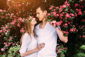 Young happy couple in love outdoors photo