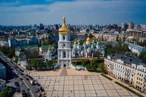 KIEV, UKRAINE - MAY 2019. Panoramic Aerial view of Saint Michael cathedral. photo