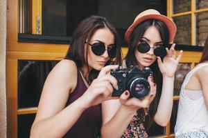 Two young beautiful girls photo