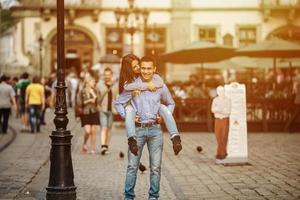 Couple have fun in the city photo