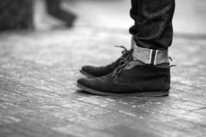 The man in the authentic boots and jeans selvedge photo