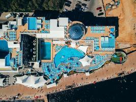 Aerial photography water park on the embankment photo