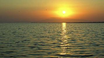 Beautiful Dramatic Yellow Sunset over the Ocean Footage. video