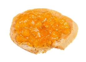 open sandwich with fresh bread and apricot jelly photo