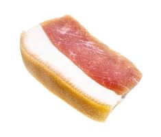 chunk of barrel salted Salo with pork meat cutout photo