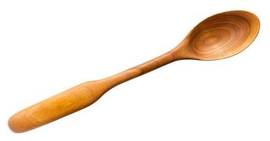 top view of carved wooden spoon from cherry tree photo