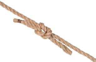 reef knot joining two ropes isolated on white photo
