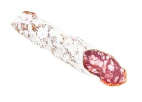 cut cured pork sausage isolated on white photo