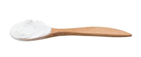 potato starch in wooden spoon isolated photo