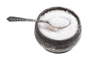 silver salt cellar with spoon with Rock Salt photo