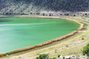 green water of volcanic Nar Lake in Cappadocia photo