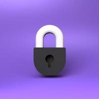Key lock icon. Data protection. 3d render illustration. photo