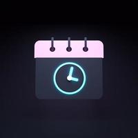 Calendar icon with clock. 3d render illustration. photo