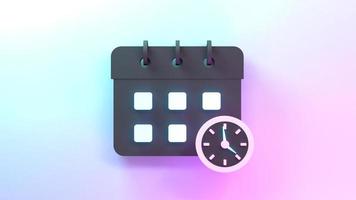 Calendar icon with clock. 3d render illustration. photo
