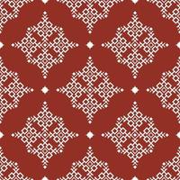 White native aztec small geometric shape seamless pattern on red color background. Use for fabric, textile, interior decoration elements, upholstery, wrapping. vector