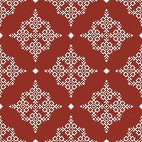 White native aztec small geometric shape seamless pattern on red color background. Use for fabric, textile, interior decoration elements, upholstery, wrapping. vector