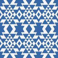 Southwest aztec geometric shape blue color seamless pattern on white background. Use for fabric, textile, interior decoration elements, upholstery, wrapping. vector