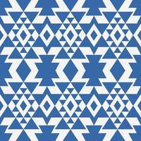 Southwest aztec geometric shape blue color seamless pattern on white background. Use for fabric, textile, interior decoration elements, upholstery, wrapping. vector