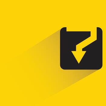 arrow button with shadow on yellow background vector