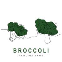 diseño de logotipo de brócoli, vector vegetal verde, papel tapiz de brócoli, marca de producto de jardín de ilustración de supermercado vegetal