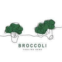 diseño de logotipo de brócoli, vector vegetal verde, papel tapiz de brócoli, marca de producto de jardín de ilustración de supermercado vegetal