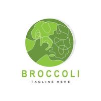 diseño de logotipo de brócoli, vector vegetal verde, papel tapiz de brócoli, marca de producto de jardín de ilustración de supermercado vegetal