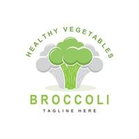 diseño de logotipo de brócoli, vector vegetal verde, papel tapiz de brócoli, marca de producto de jardín de ilustración de supermercado vegetal