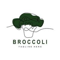 diseño de logotipo de brócoli, vector vegetal verde, papel tapiz de brócoli, marca de producto de jardín de ilustración de supermercado vegetal