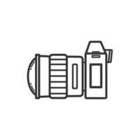 cámara con icono de lente, vista lateral de la cámara, diseño plano. vector