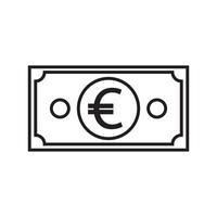 Euro currency symbol banknote outline icon. vector