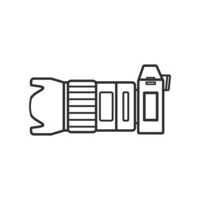 Camera with lens icon, Side view of Camera, Flat design.