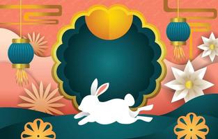 Mid Autumn Festival With Moon and Bunny Background vector