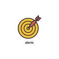 Vector sign of darts symbol is isolated on a white background. icon color editable.