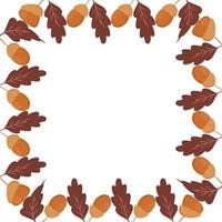 square frame made of oak leaves and acorns can be used for posters banners backgrounds vector