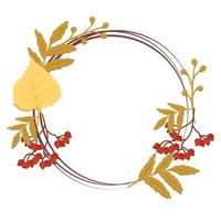 frame made of birch leaves and branches and rowan leaves vector