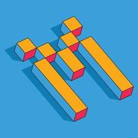 Letter M Isometric colorful cubes 3d design vector