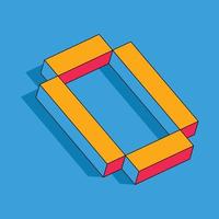 Letter O Isometric colorful cubes 3d design vector