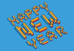 Lettering happy new year Isometric colorful cubes vector