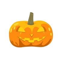 Glowing Halloween Pumpkin isolated on white background. Cute vegetable for holiday. vector