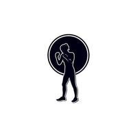 Boxing girl silhouette in fighting logo design vector