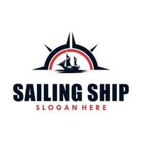 vector sailing ship and outdoor adventures logo