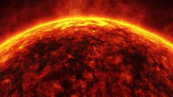 Konzept u5 Blick auf die realistische Sonne aus dem Weltraum mit Sonneneruptionen video